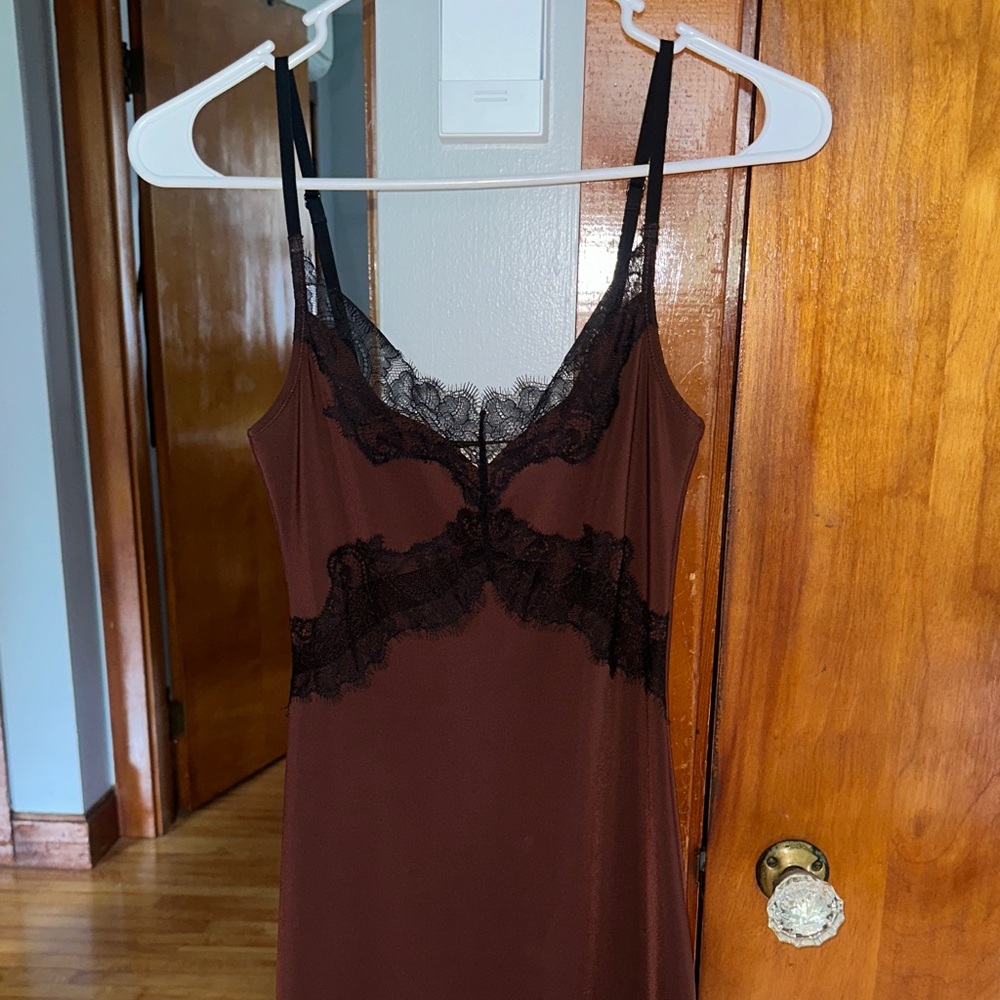 Zara brown and black lace dress